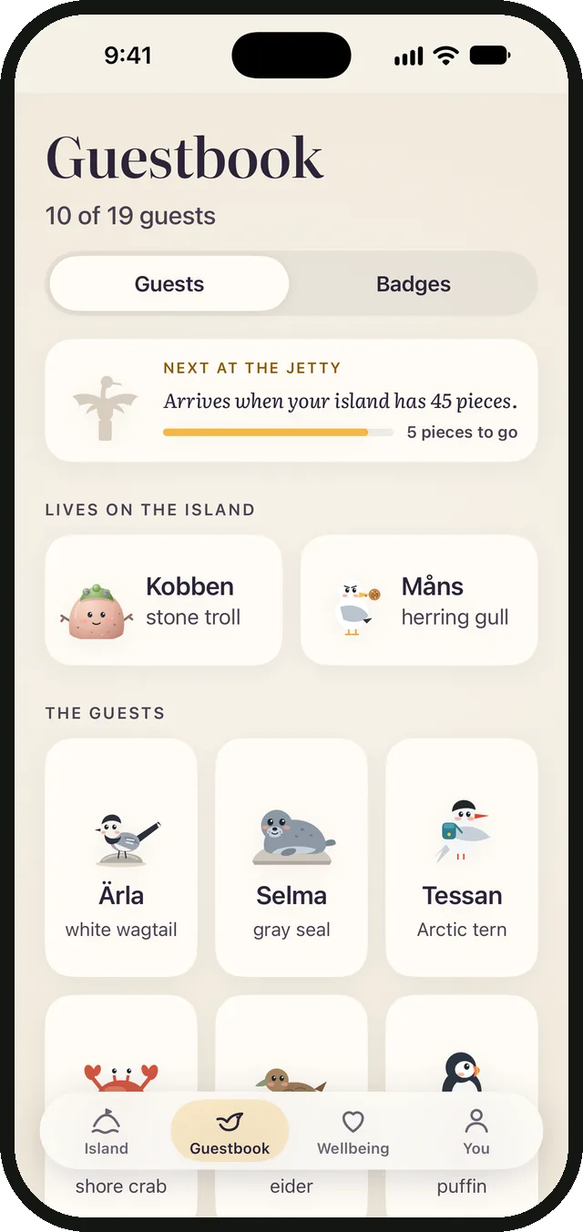 The guestbook in Kobbling with Kobben, Måns and the guests