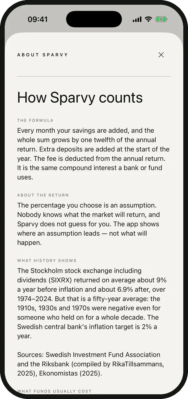 Sparvy’s info page: how Sparvy counts, with sources